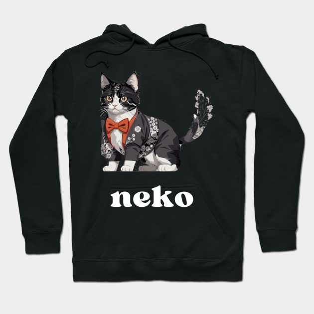 Japanese Neko Cat Hoodie by Golden Eagle Design Studio